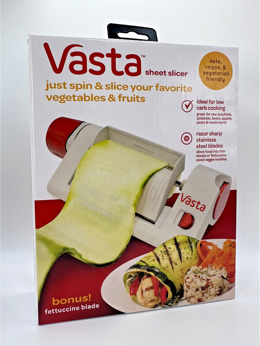 Vasta Sheet Slicer Manual BPA-Free Veg/Fruit Slicer w/ Fettuccine Blade